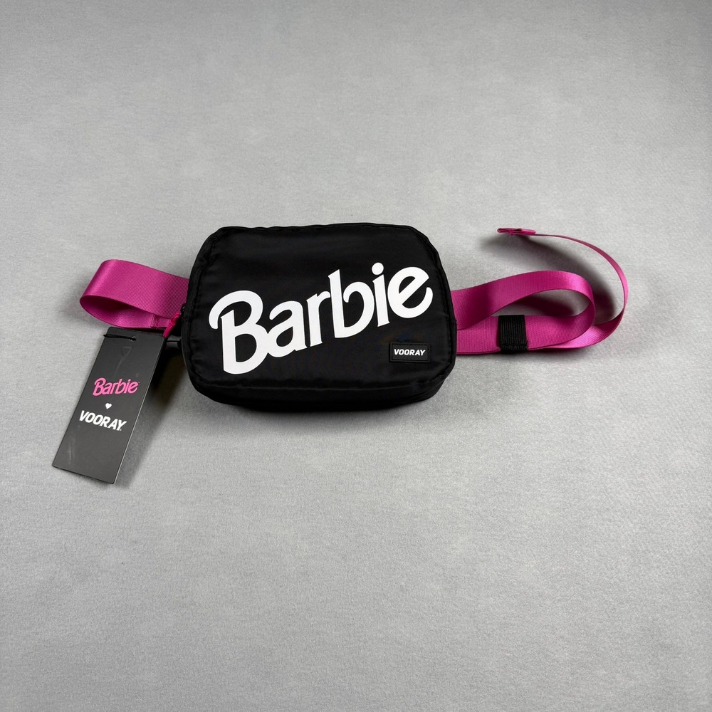 Vooray Barbie Quinn Belt Bag Purse Black Pink Barbiecore Nostalgia Pockets NWT